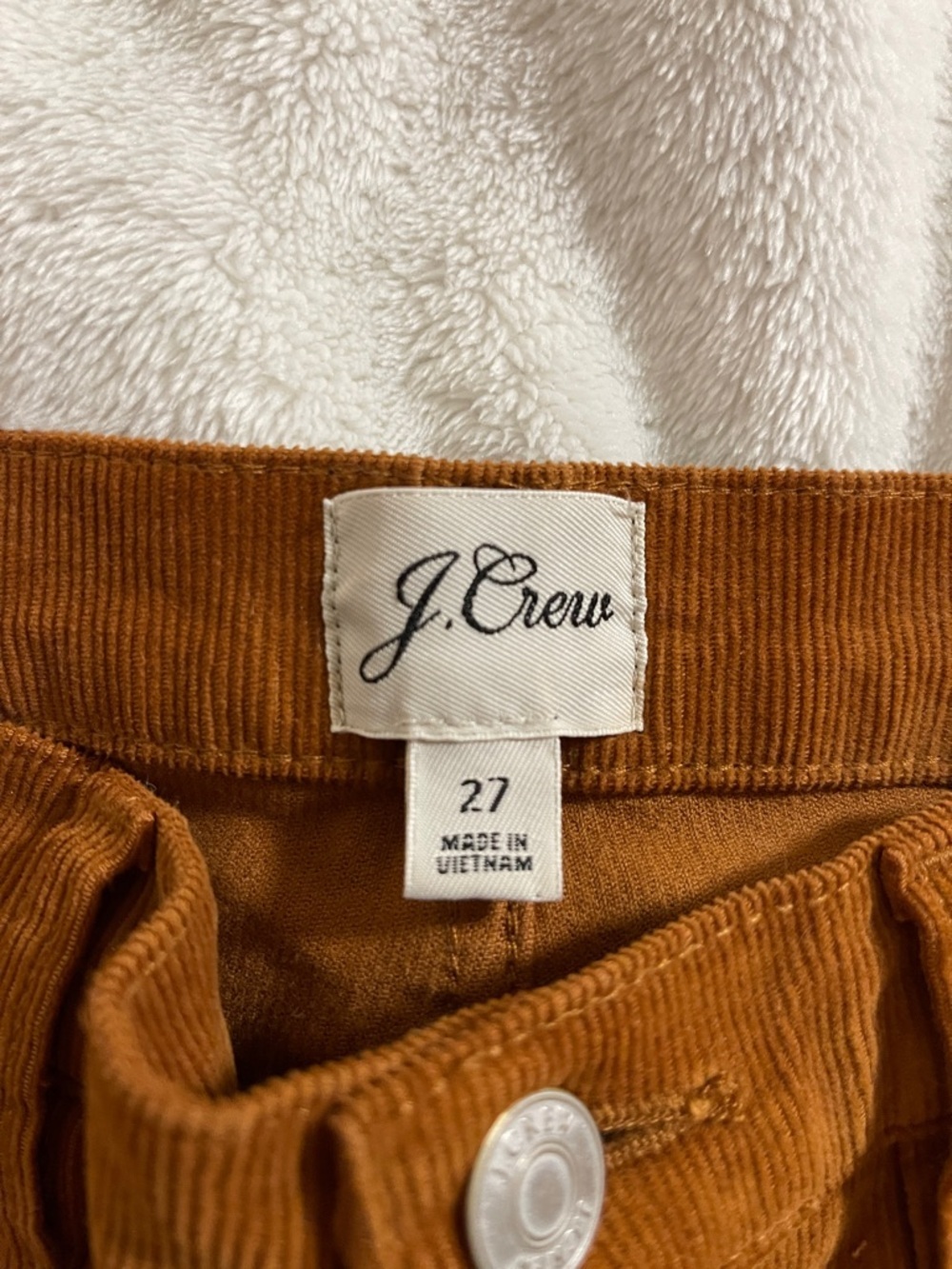 J. Crew Caramel Rust Corduroy Vintage Strait 27R/9” Rise - Picture 2 of 4